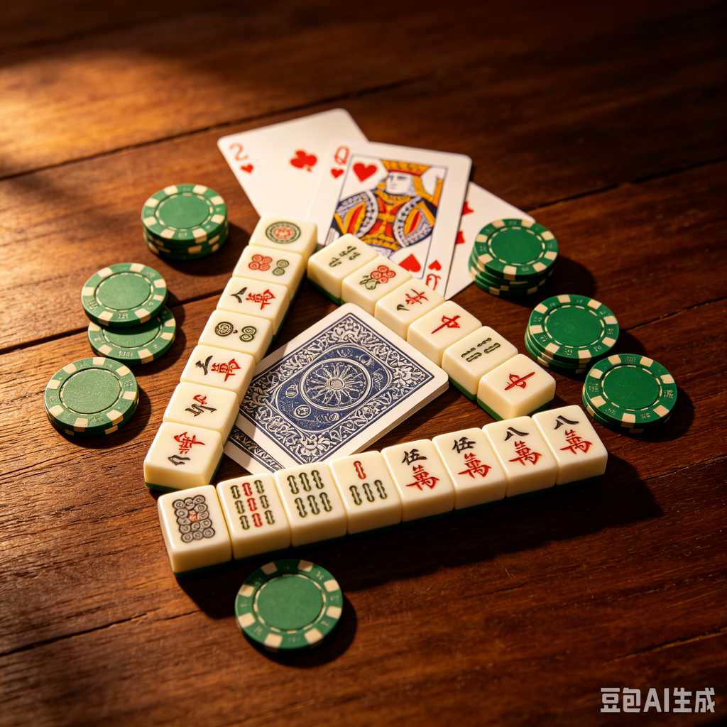 mahjong set with dice and chips